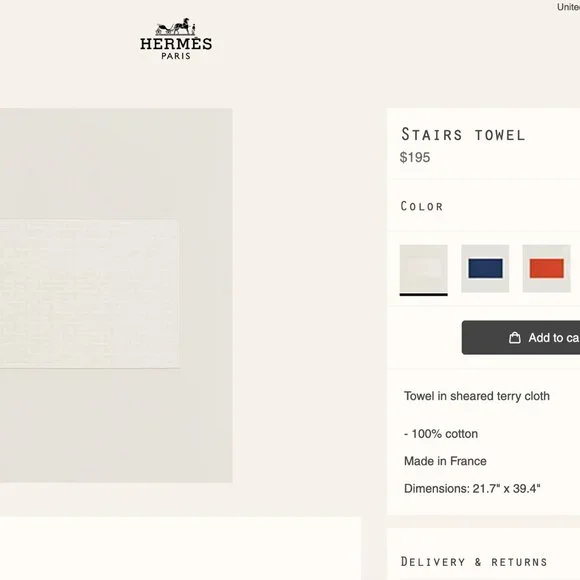 HERMES Stairs Towel NWT - Picture 9 of 9